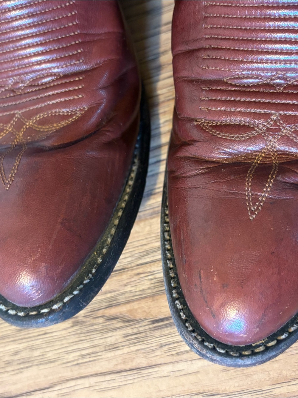 Vtg Tony Lama brown boots western 8.5 men’s red brown cognac color - Picture 4 of 9